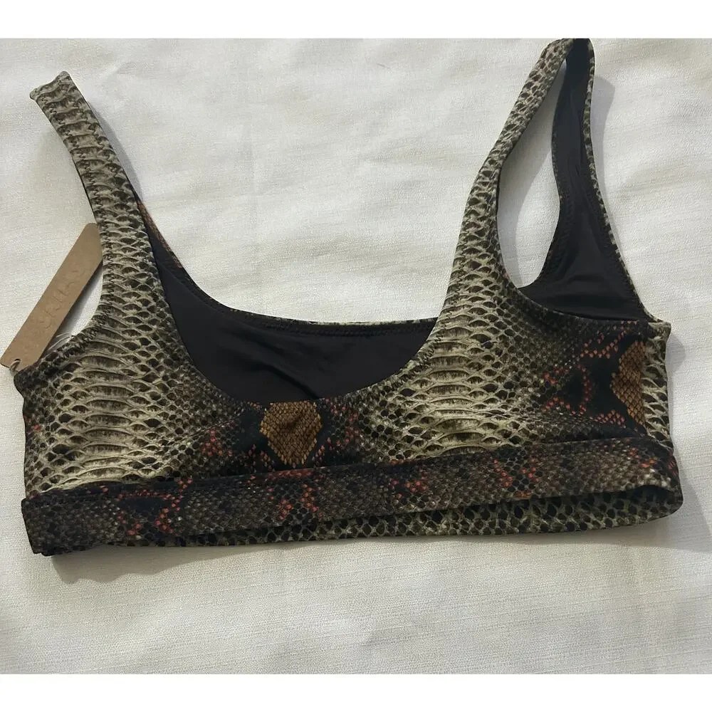 Skims NWT Recycled Swim Tank Bikini Top Desert Snake Print Size XXS